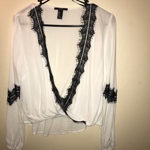 White & black lace top